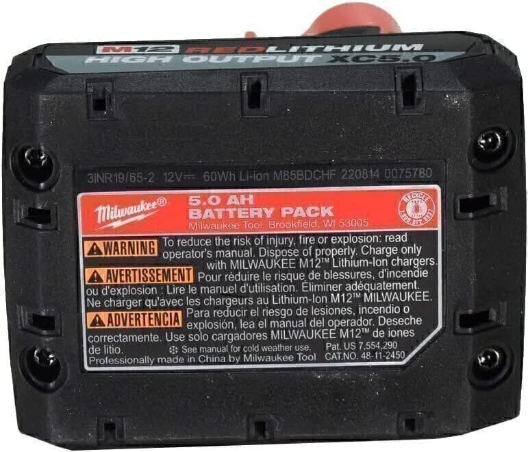 Milwaukee 48-11-2450 battery pack protective housing highlighted.
