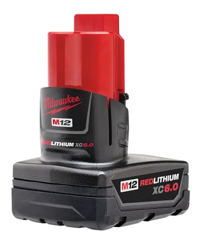 Milwaukee 48-11-2460 battery side angle shows lightweight design