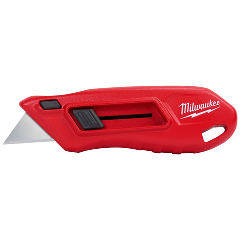 Milwaukee 48-22-1511 compact slide knife front view shows secure blade changes.