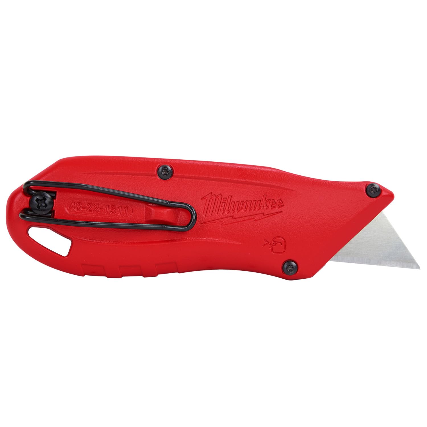 Milwaukee compact knife side slide mechanism in action enables quick, reliable cuts.