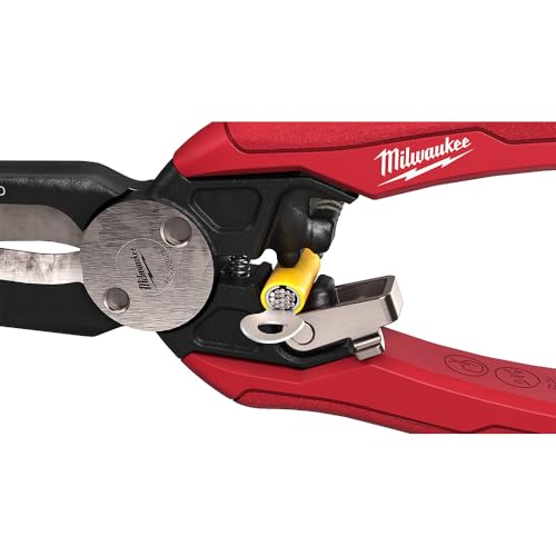 Close-up of Milwaukee 48-22-3078 crimping and wire cutting features.