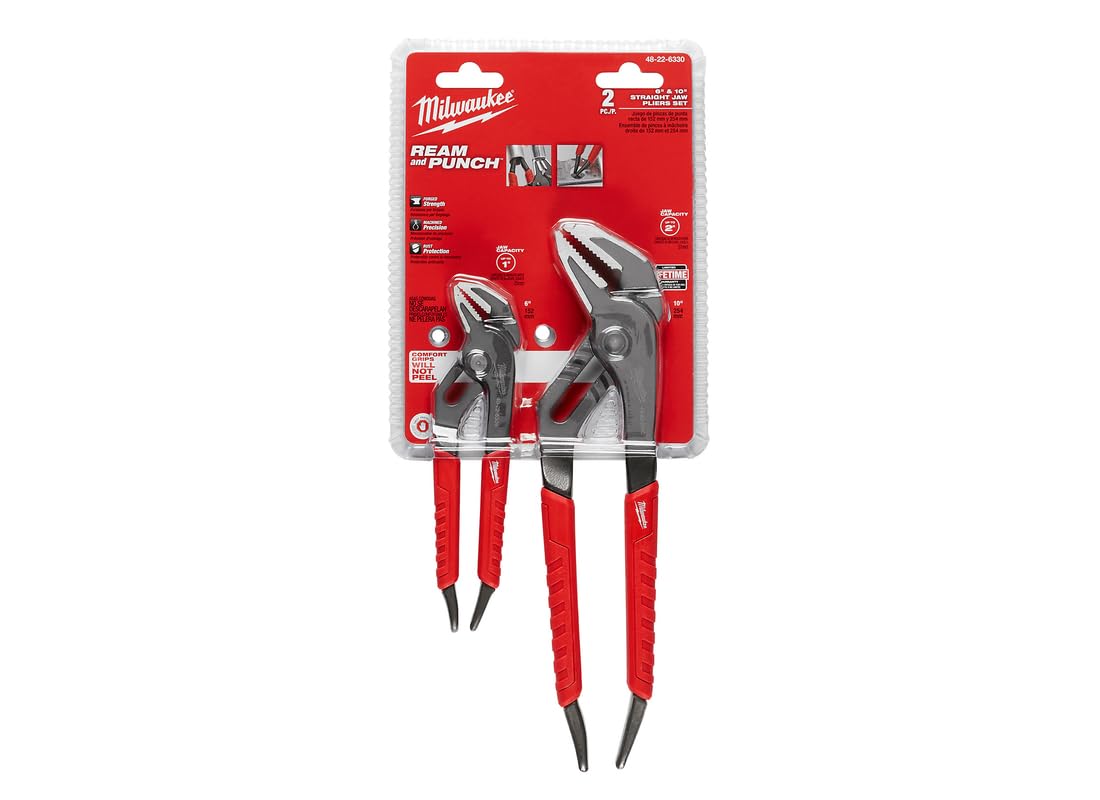 Milwaukee 48-22-6330 ream and punch exposed metal handles, top view, durable grip in daily use.