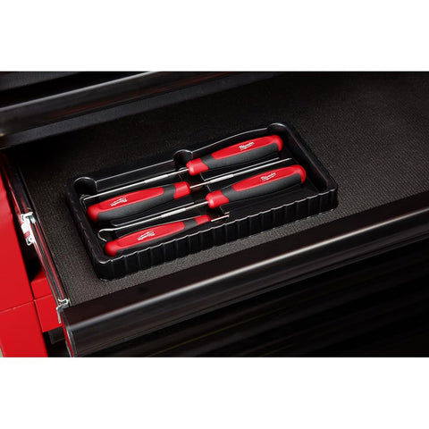 Milwaukee 4-piece hook and pick set with chrome finish for rust resistance.
