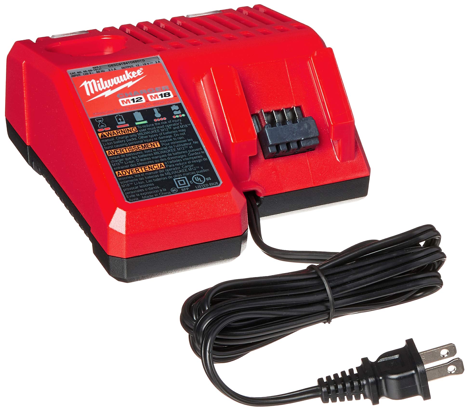 Milwaukee 48-59-1850 battery front view showing compact pack design and cooling