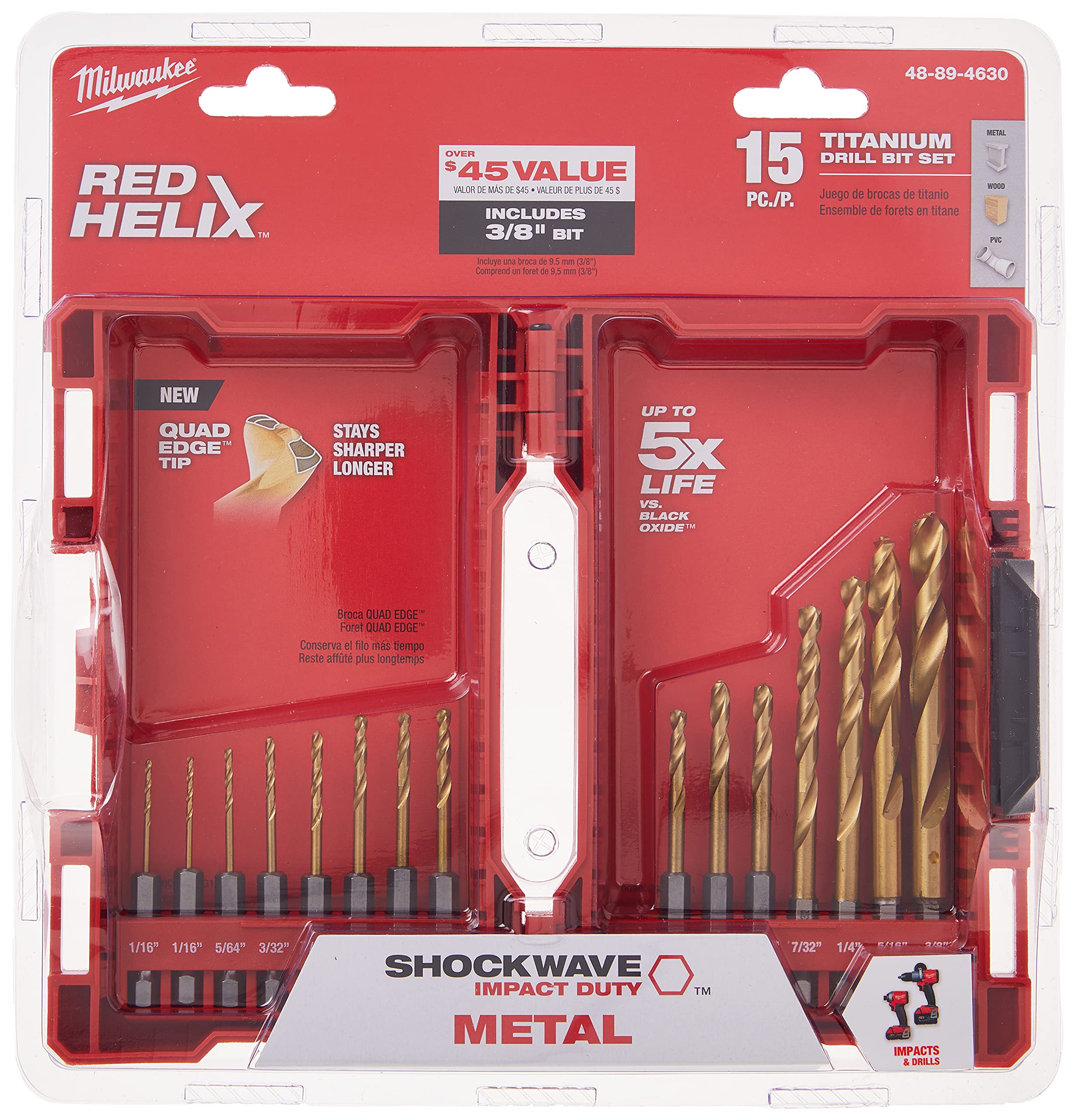 Milwaukee 48-89-4630 red helix geometry enables faster material removal.