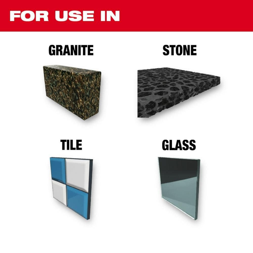 Milwaukee 4pc set close-up highlighting solid construction for durable stone drilling.