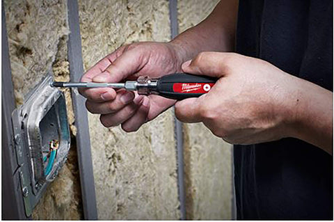 Milwaukee screwdriver tips close-up highlighting hardened steel for durability.