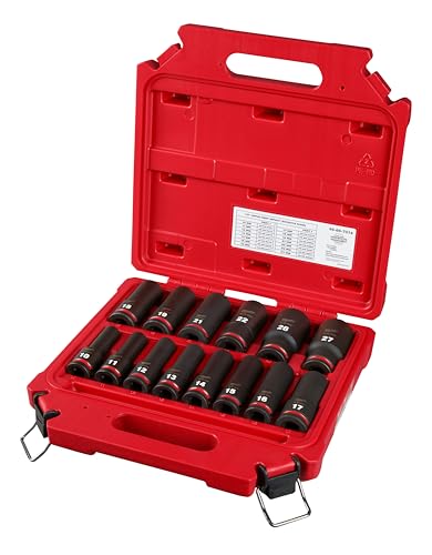 Milwaukee 6-point sockets close-up showing robust grip and durable construction.