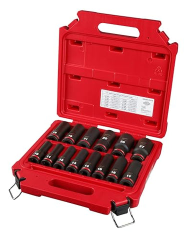 Milwaukee 6-point sockets close-up showing robust grip and durable construction.