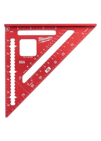 Milwaukee 7in magnetic rafter square front view with magnets for quick, hands-free layout