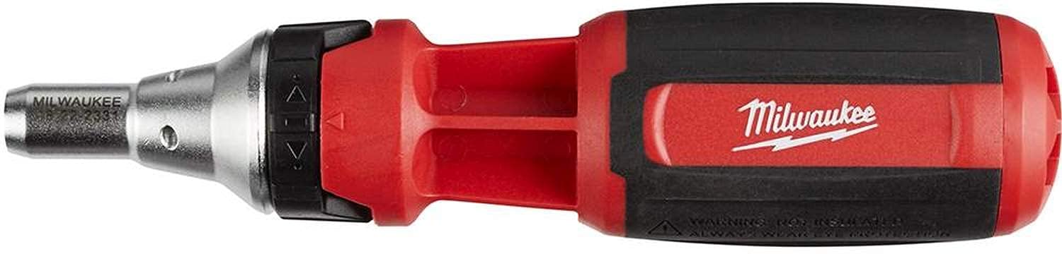 Close-up of the Milwaukee 9-in-1 ratcheting mechanism showing fast driving capability.