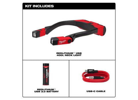 Milwaukee neck-light worn on strap shows comfortable ergonomic design.