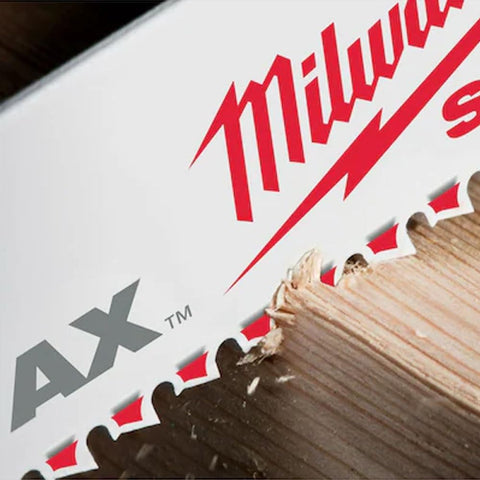 Milwaukee AX Sawzall blade with 1-inch height reduces twisting for straighter cuts
