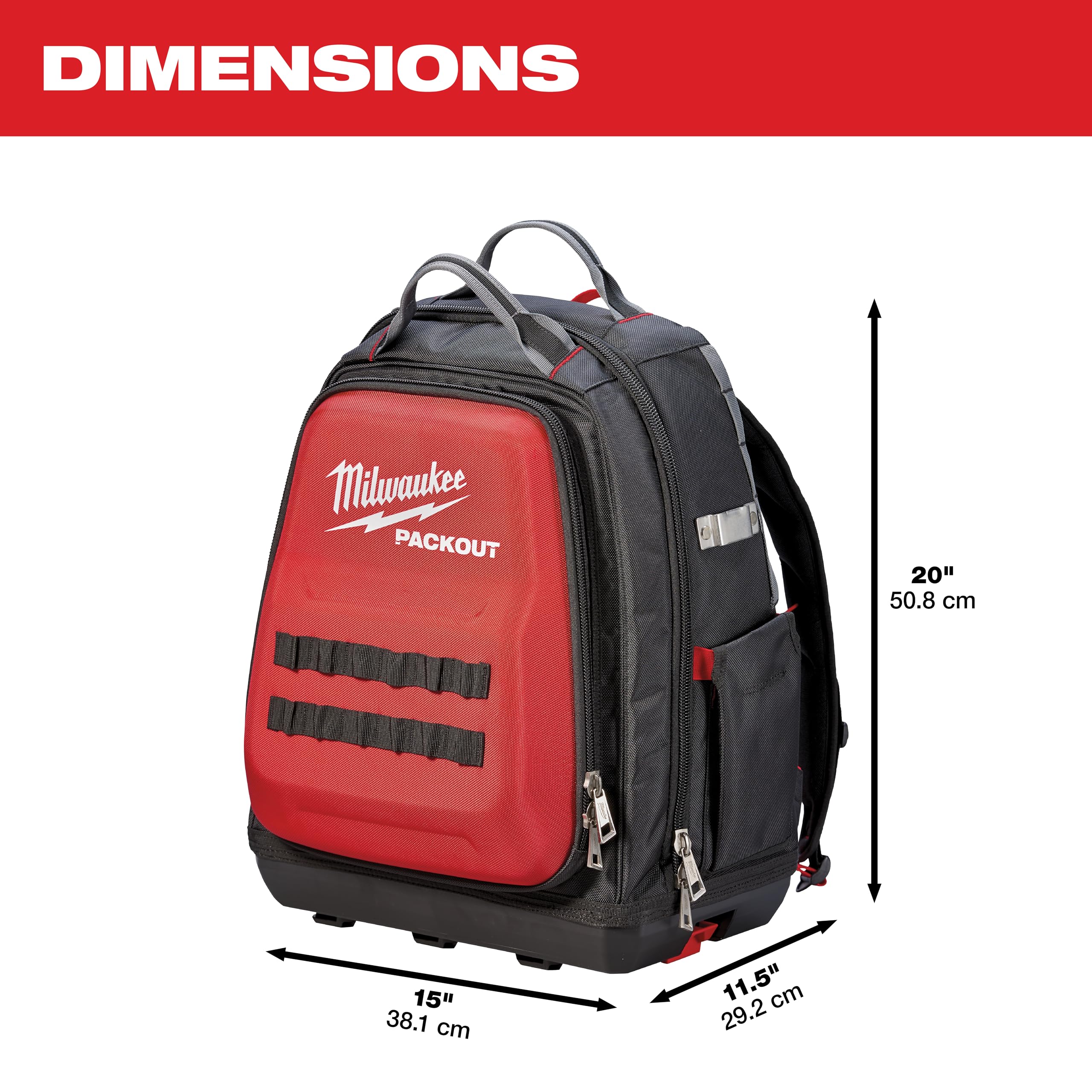 Milwaukee Jobsite backpack rugged zippers built for daily use.