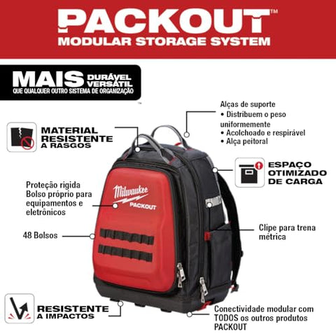 Milwaukee Jobsite backpack padded shoulder straps for all-day comfort.
