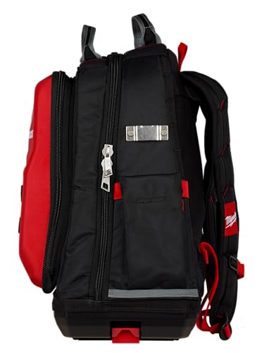 Milwaukee Jobsite backpack side pocket for quick tool access.