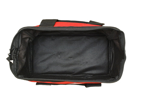 Milwaukee bag features durable canvas and a sturdy zipper for tool transport.