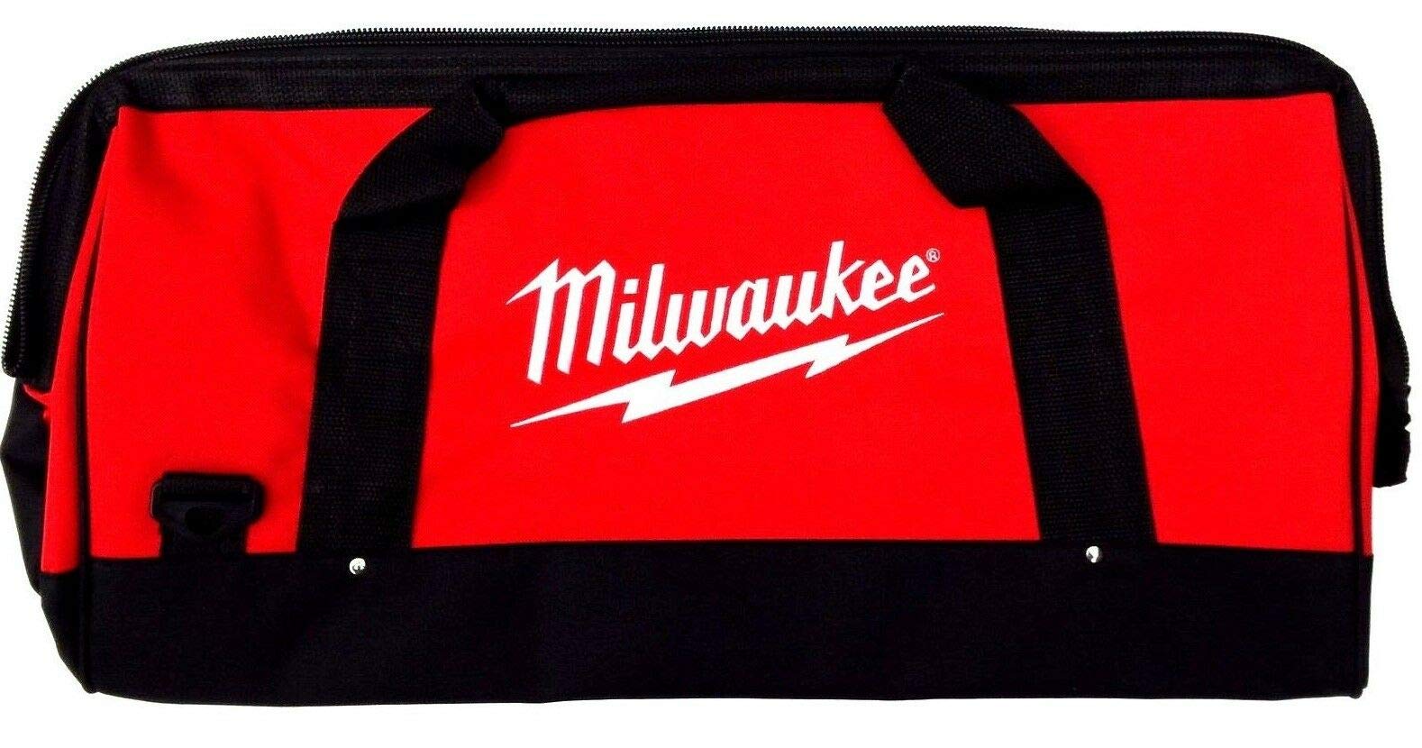 Milwaukee bag interior with organized pockets for quick tool access.