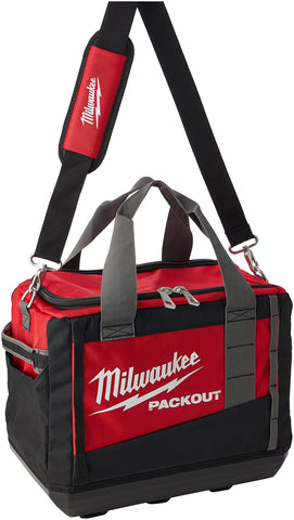 Milwaukee-cushioned-shoulder-strap highlights comfort during long on-site days.
