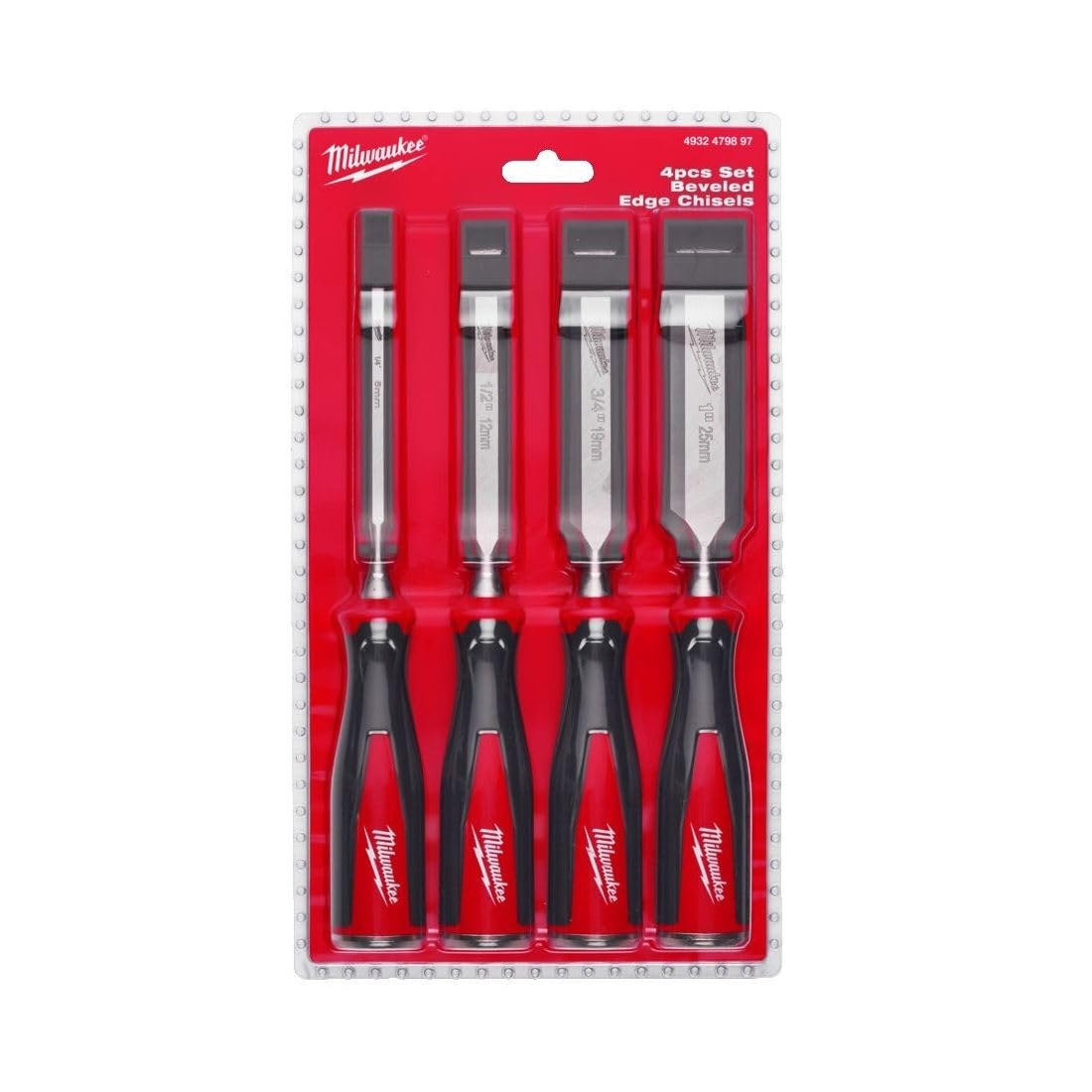 Milwaukee chisels with beveled edge ideal for fine detailing and trimming