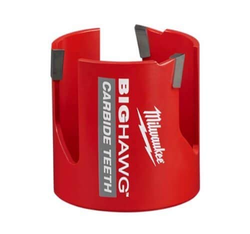 Milwaukee Big Hawg hole saw with carbide teeth, 2-9/16 inch, ideal for durable cuts in wood and metal