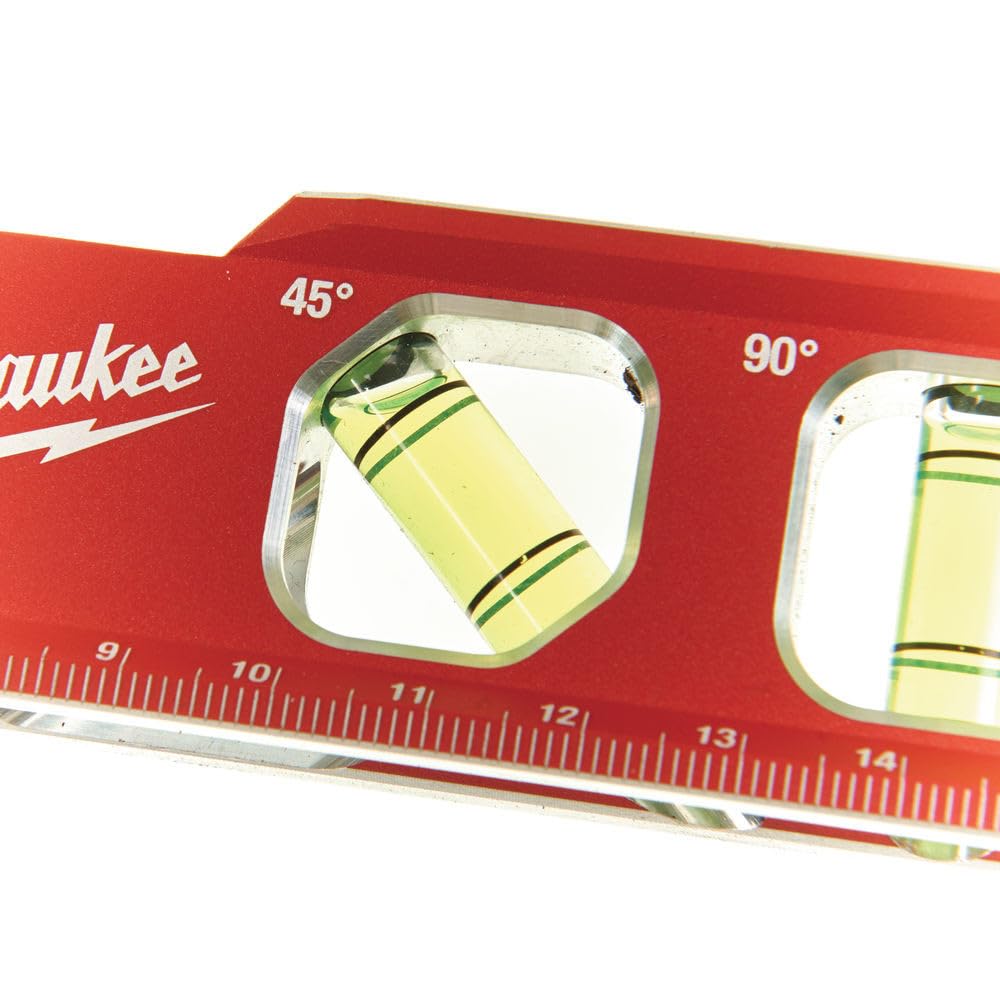 Milwaukee Billet Torpedo Level slope readouts in 1/8 and 1/4 in/ft.
