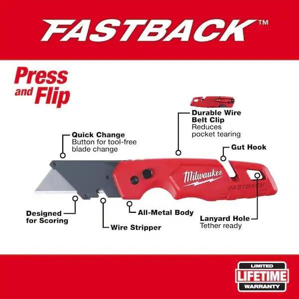 Milwaukee blade dispenser showing 50 blades ready for quick, safe changes.