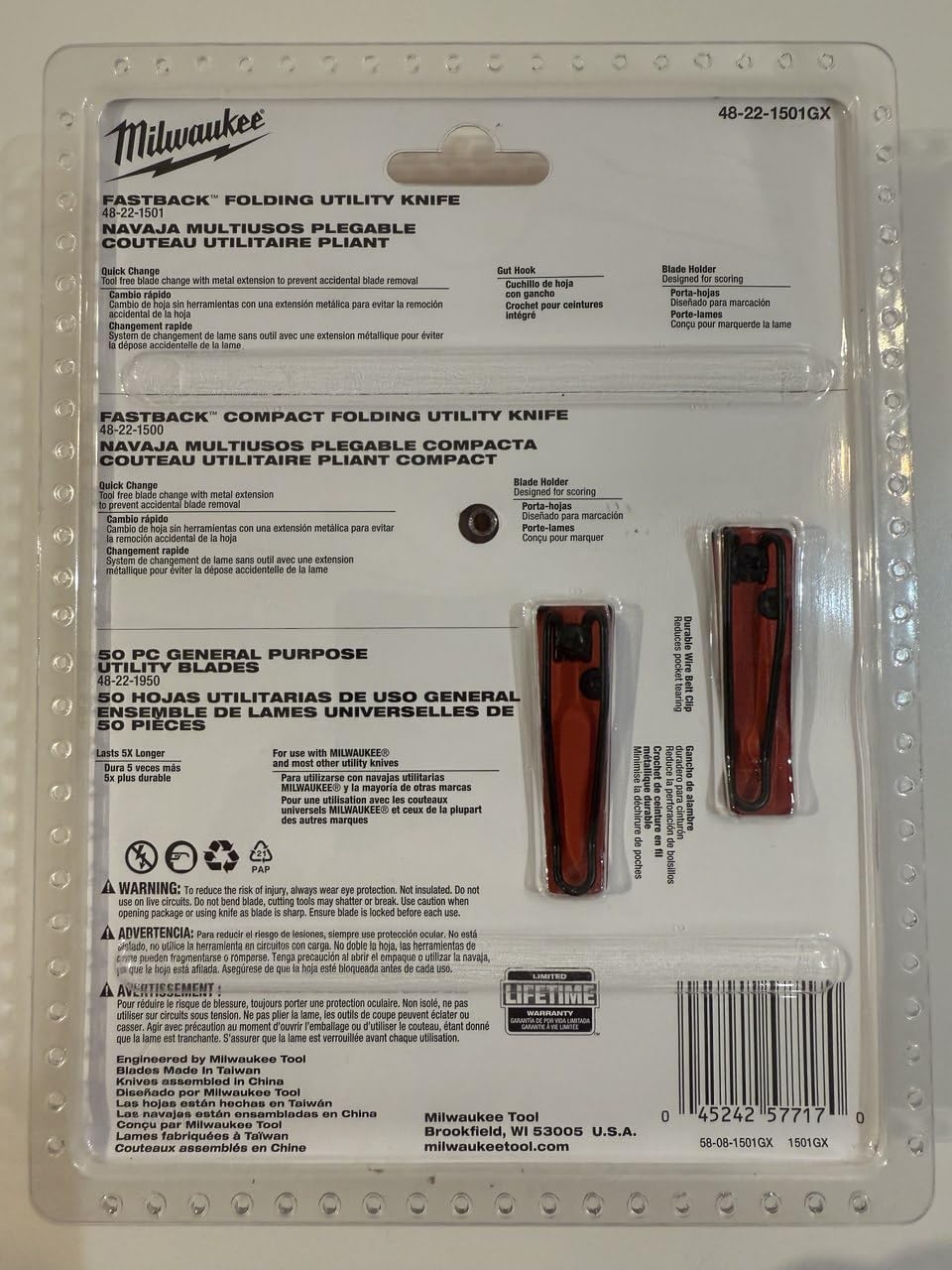 Milwaukee blade storage system enabling safe disposal and organized blade management.