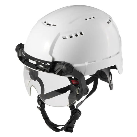 Milwaukee Bolt Clear Eye Visor with logo demonstrating durable, helmet-compatible design.
