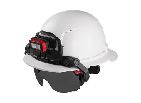 Milwaukee BOLT eye visor closeup showing dual tint coating and smooth edge