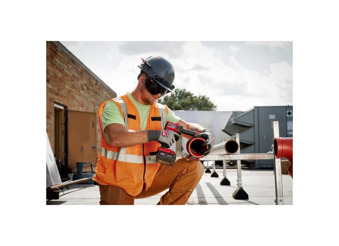 Milwaukee BOLT eye visor worn with safety glasses demonstrating quick protection