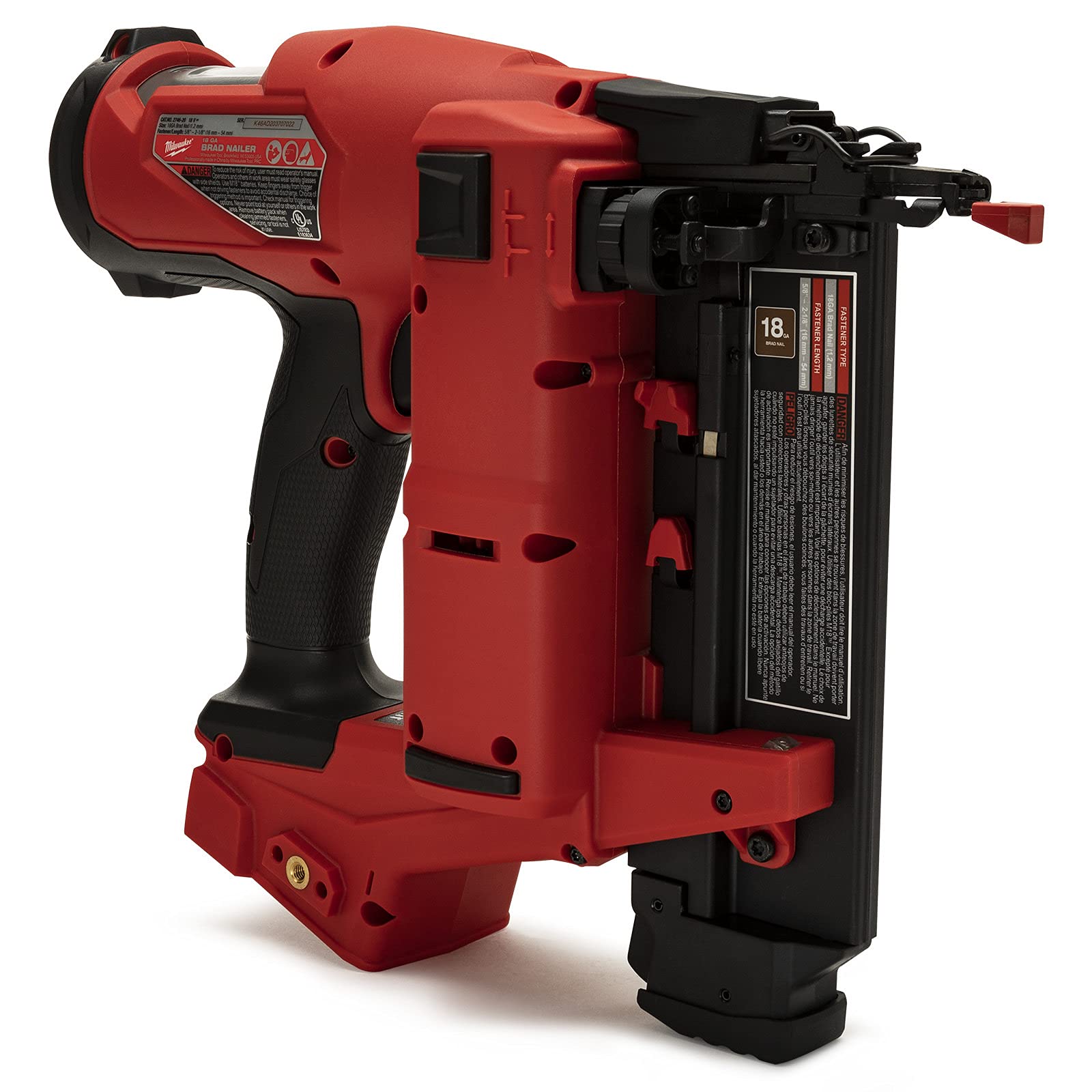 Milwaukee Brad Nailer highlights sequential and contact actuation for versatile use.