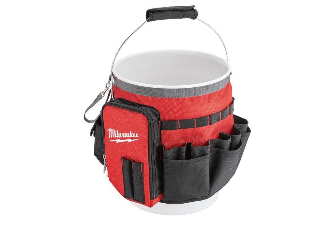 Milwaukee bucket organizer wrap exterior design protects gear and simplifies transport.