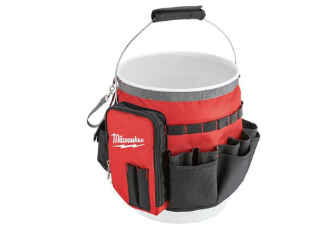 Milwaukee bucket organizer wrap interior access keeps essentials within reach.