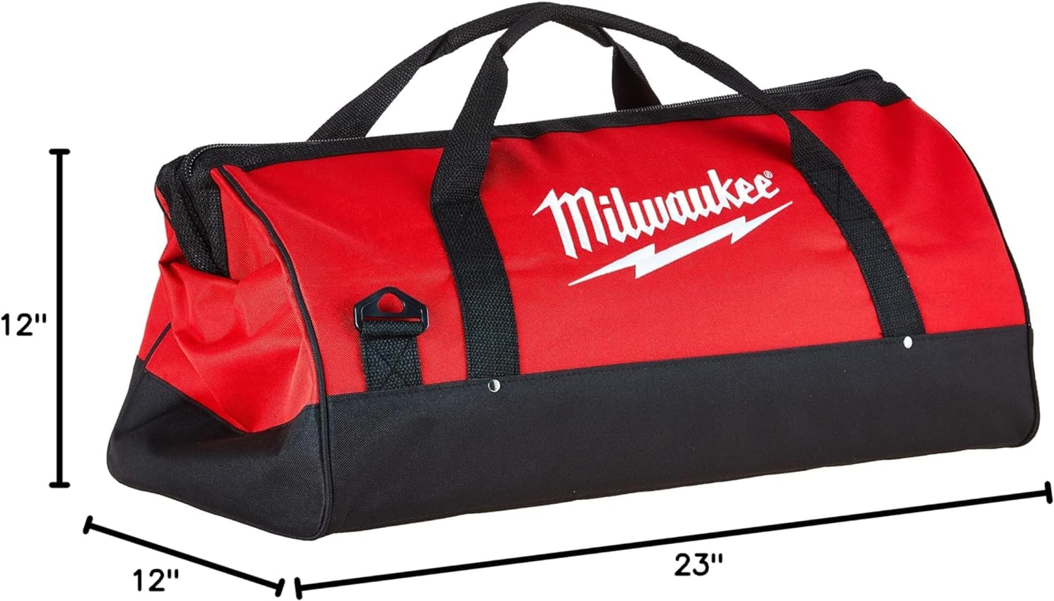 Milwaukee canvas tool bag with removable shoulder strap for easy carry
