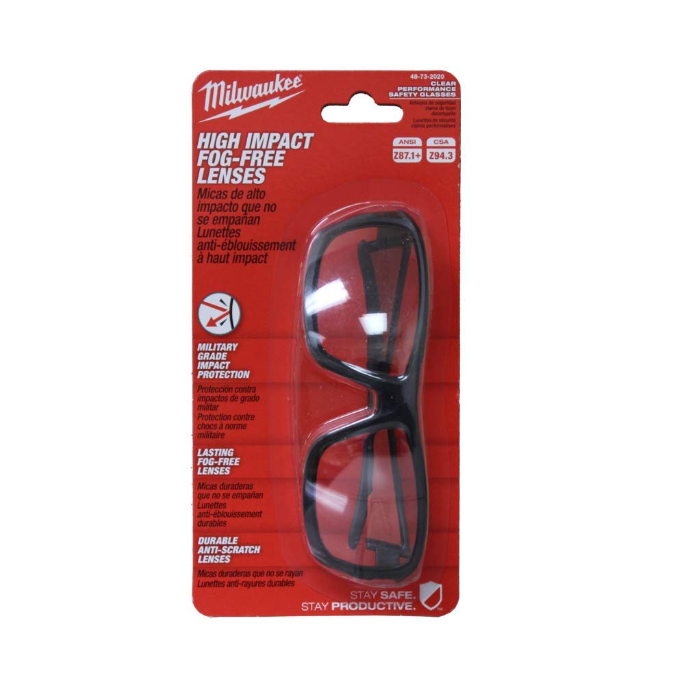 Milwaukee Clear HI Performance Safety Glasses frame offers lightweight comfort.