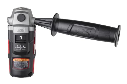 Milwaukee cordless polisher side view showing ergonomic soft grip for comfortable use.