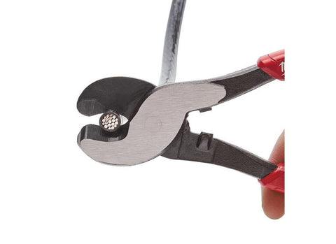 Milwaukee cutting pliers with soft, non-slip grips for comfort during long use.