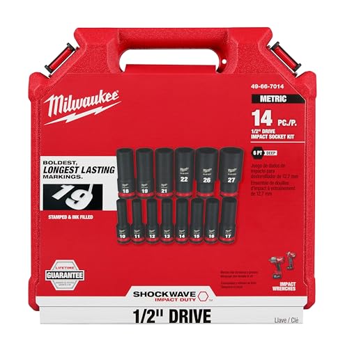 Milwaukee DP sockets emphasize rugged steel construction for heavy-duty use.