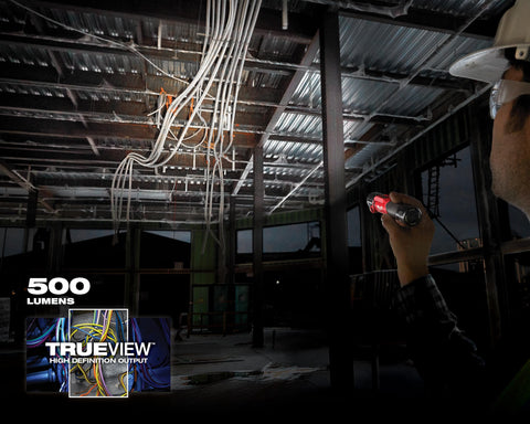 Ergonomic grip on Milwaukee light supports comfortable handling.