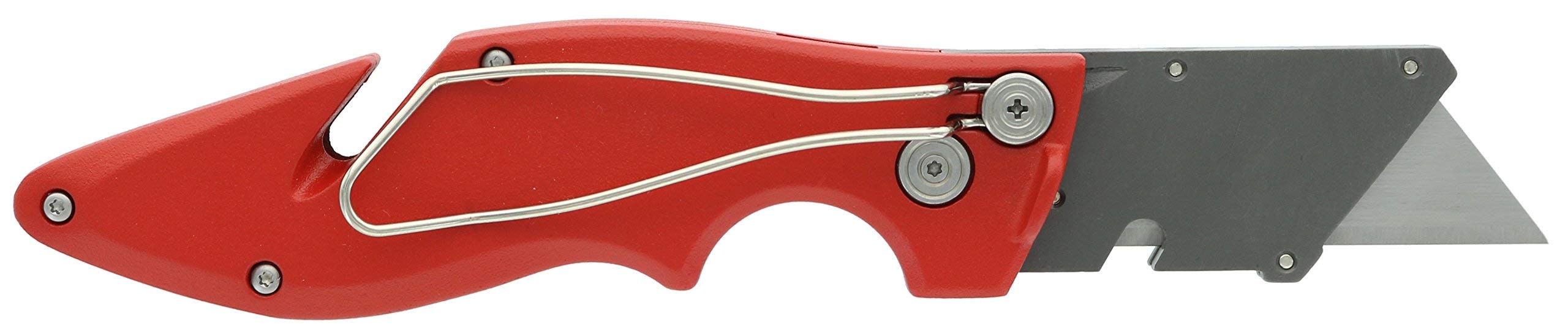 Milwaukee Fastback knife showing gut hook for finesse cuts