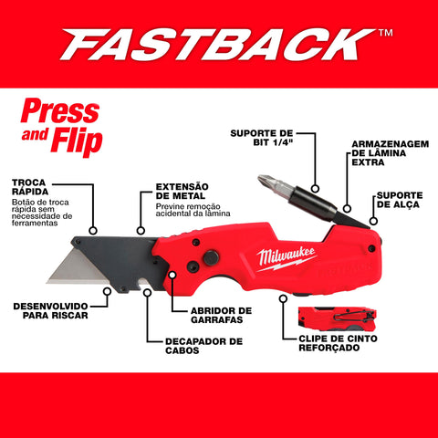 Milwaukee FASTBACK 6-in-1 blade holder supports precise scoring.