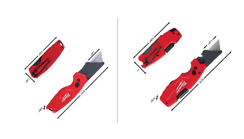Milwaukee Fastback knife shows belt clip and bottle opener for on-site convenience.