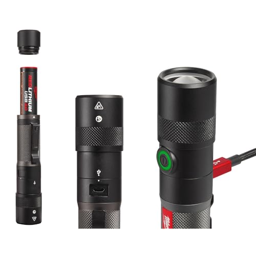 Milwaukee flashlight hand-held ergonomic grip enables comfortable extended use.