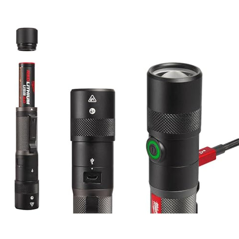 Milwaukee flashlight hand-held ergonomic grip enables comfortable extended use.