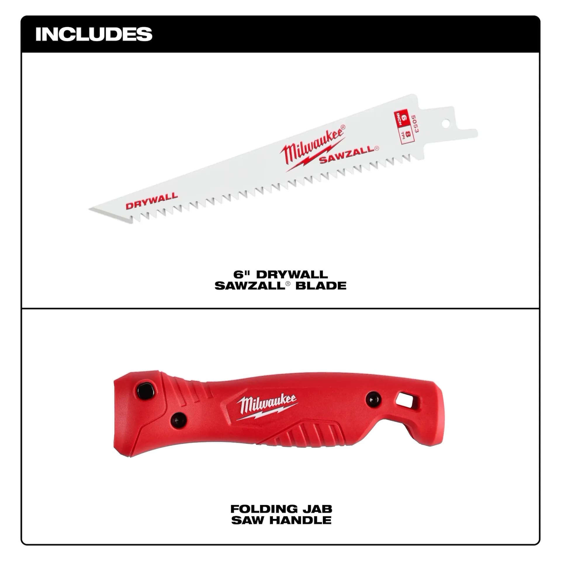 Milwaukee Folding Jab Saw showing quick blade change mechanism