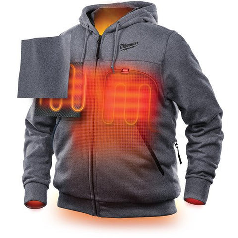Milwaukee heated hoodie M12 back view highlights full coverage warmth and rugged design