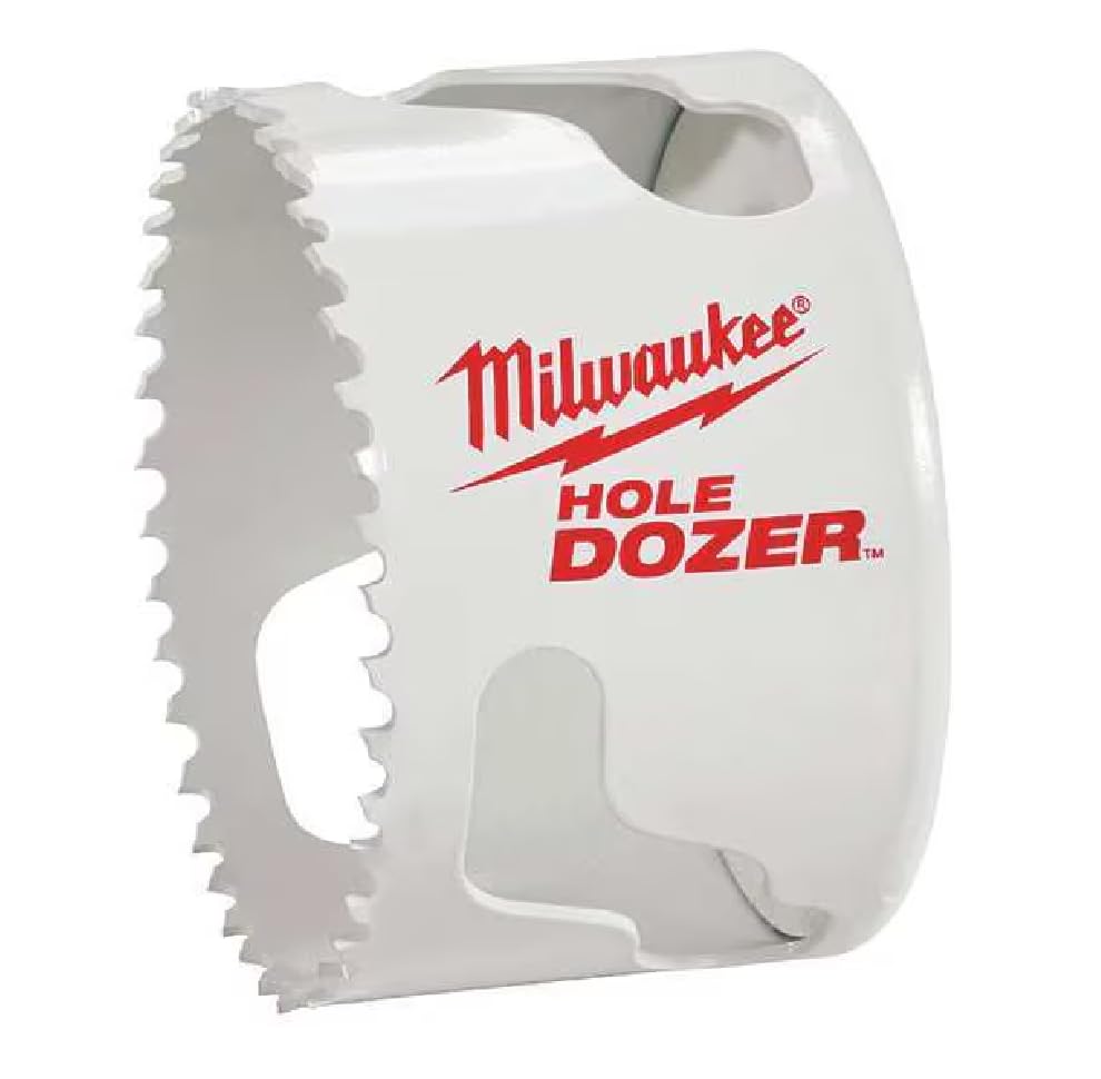 Milwaukee bi-metal hole saw in action, ideal for cutting metal and wood with durable teeth.
