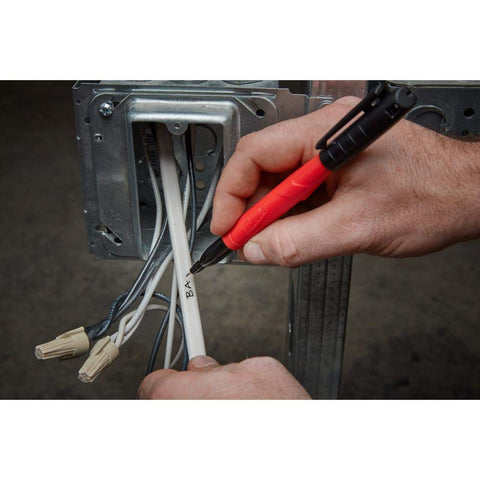 Milwaukee Inkzall Ultra Fine Black marker cap detail for secure storage.