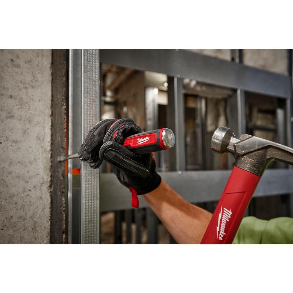 Milwaukee knurled shank detail for precise control in tight spaces.